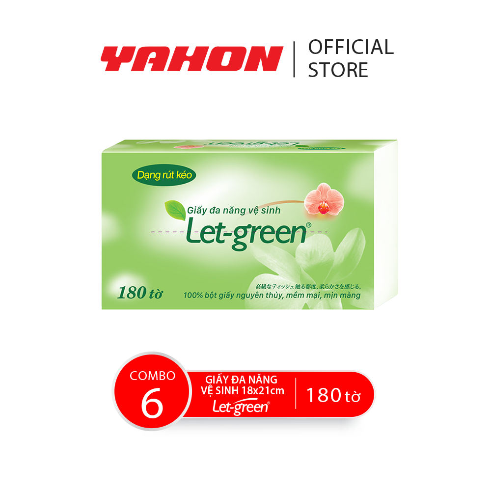 Combo 6 Bao Giấy Vệ Sinh Đa Năng LET-GREEN 18*21cm, 180 Tờ/Bao