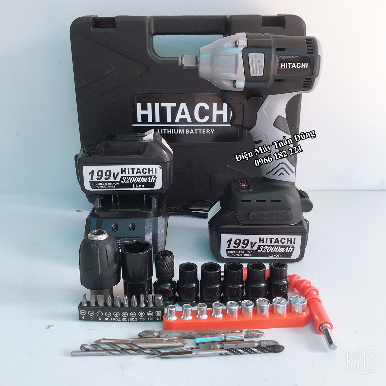 Máy vặn ốc bulong pin - Máy siết bulong - Máy bắt vít Hitachi 199V 2 TRONG THƯƠNG HIỆU HITACHI TẶNG ĐỦ NHƯ HÌNH