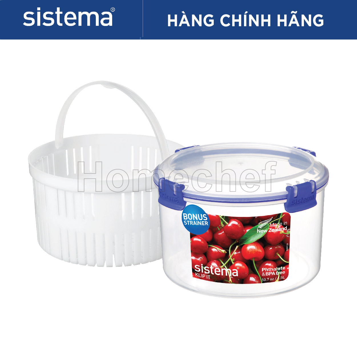 Hộp đựng thực phẩm Sistema 1.5L không chứa BPA, dùng lò vi sóng, máy rửa bát, sản xuất tại New Zealand - 1385