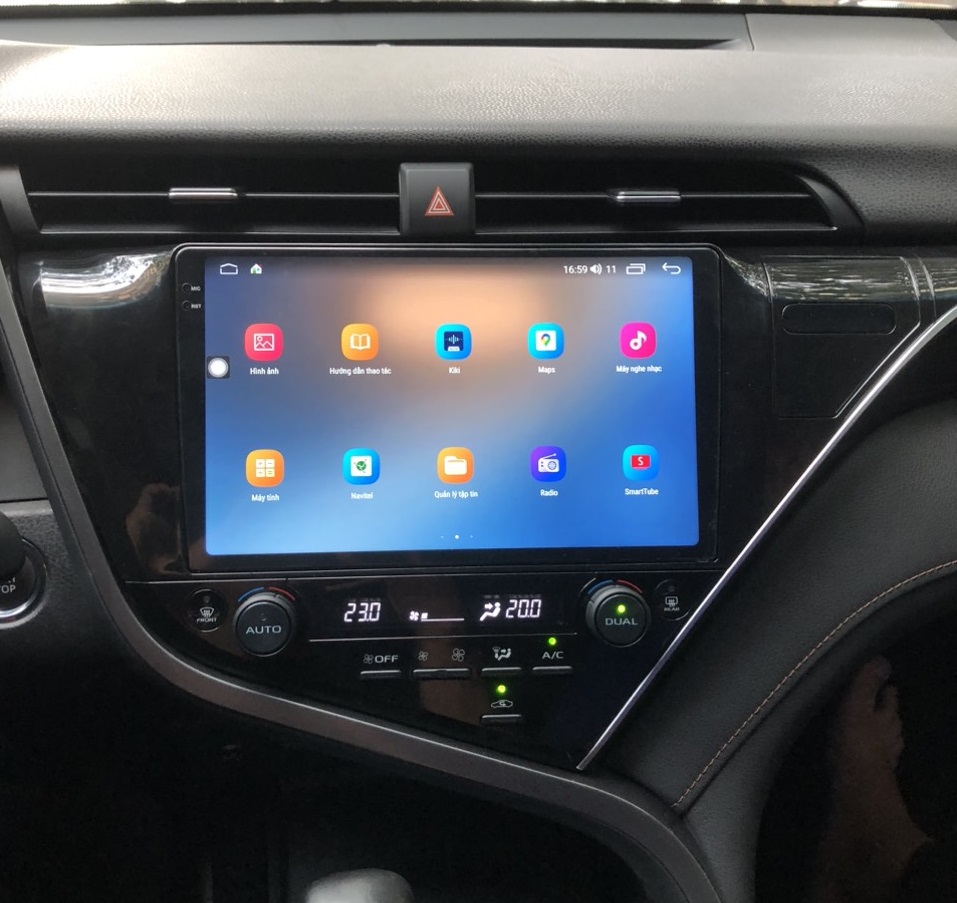 Bộ màn hình Android OLEDPRO A5 lắp cho xe Toyota Camry 2020 bản 2.0 . Lướt Facebook,Youtube không qu