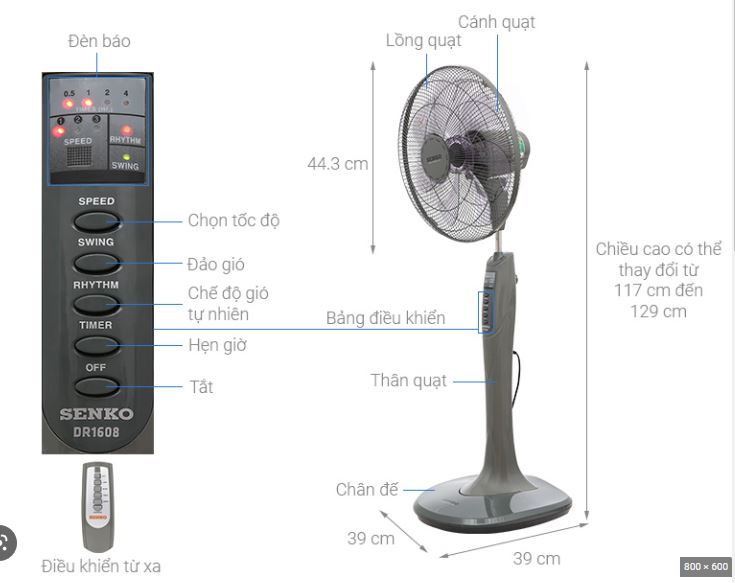 Quạt đứng senko dr1608