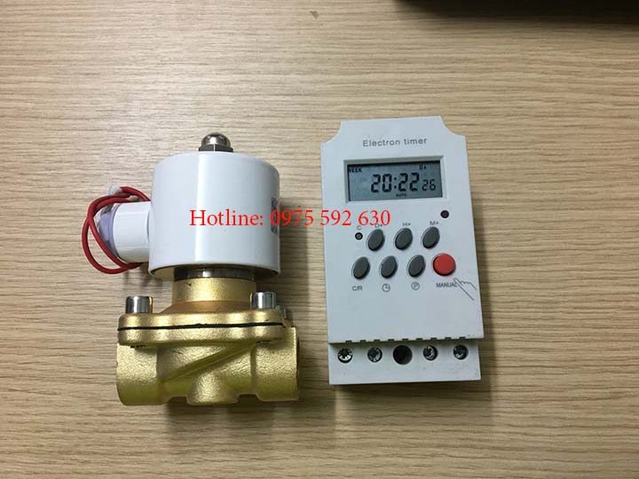 Combo đồng hồ hẹn giờ và van điện từ đóng mở tự động