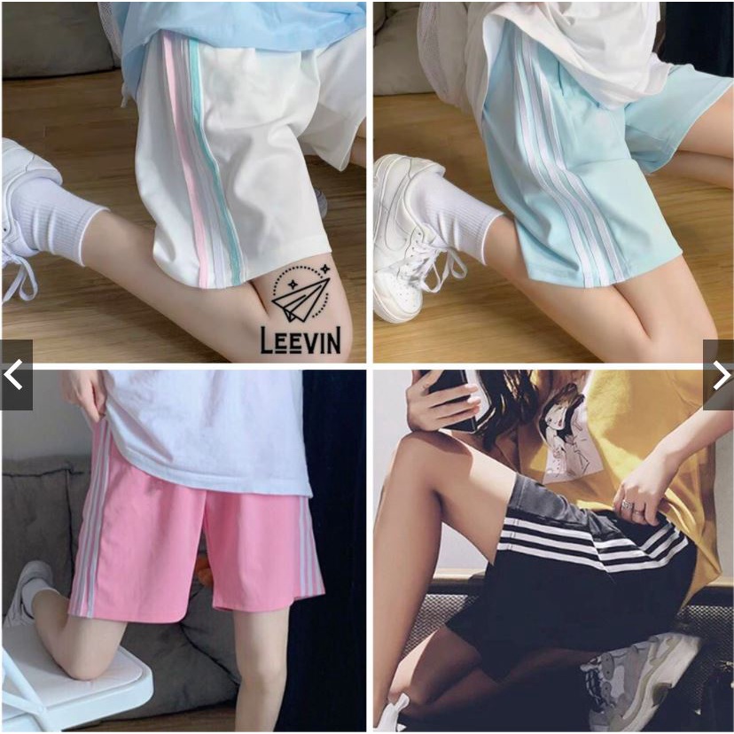Quần short đùi 3 sọc phối màu cá tính chất thun mềm mại unisex