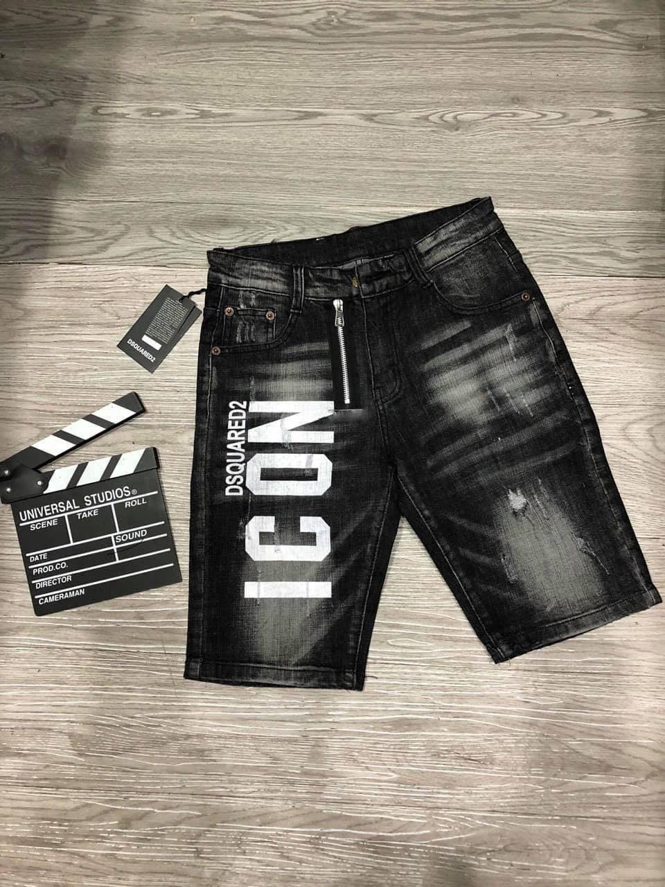 Quần short  jean nam khóa kéo ICONN vải dày đẹp co dãn hàng chất lượng from chuẩn như hình