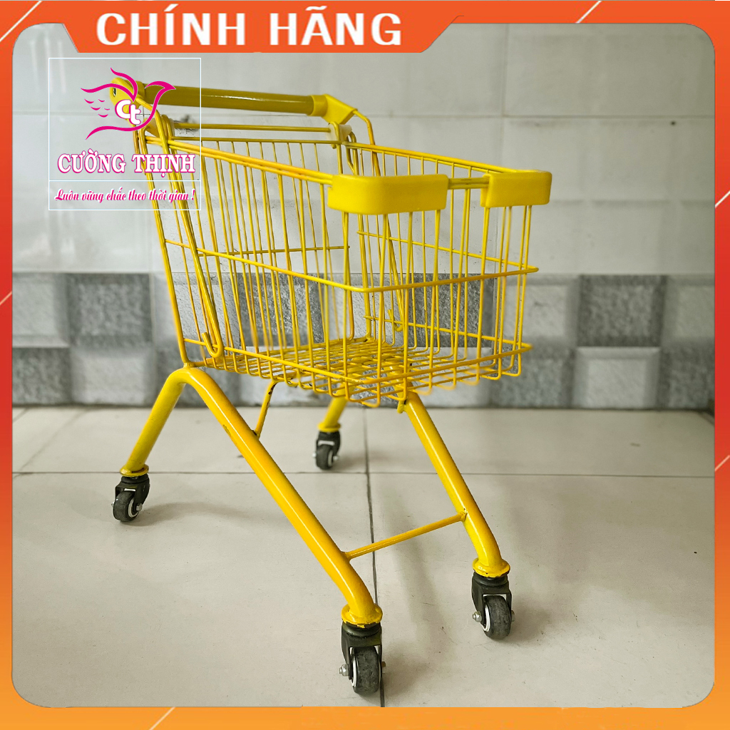 Xe đẩy siêu thị cho trẻ em màu vàng, xe đẩy mini....