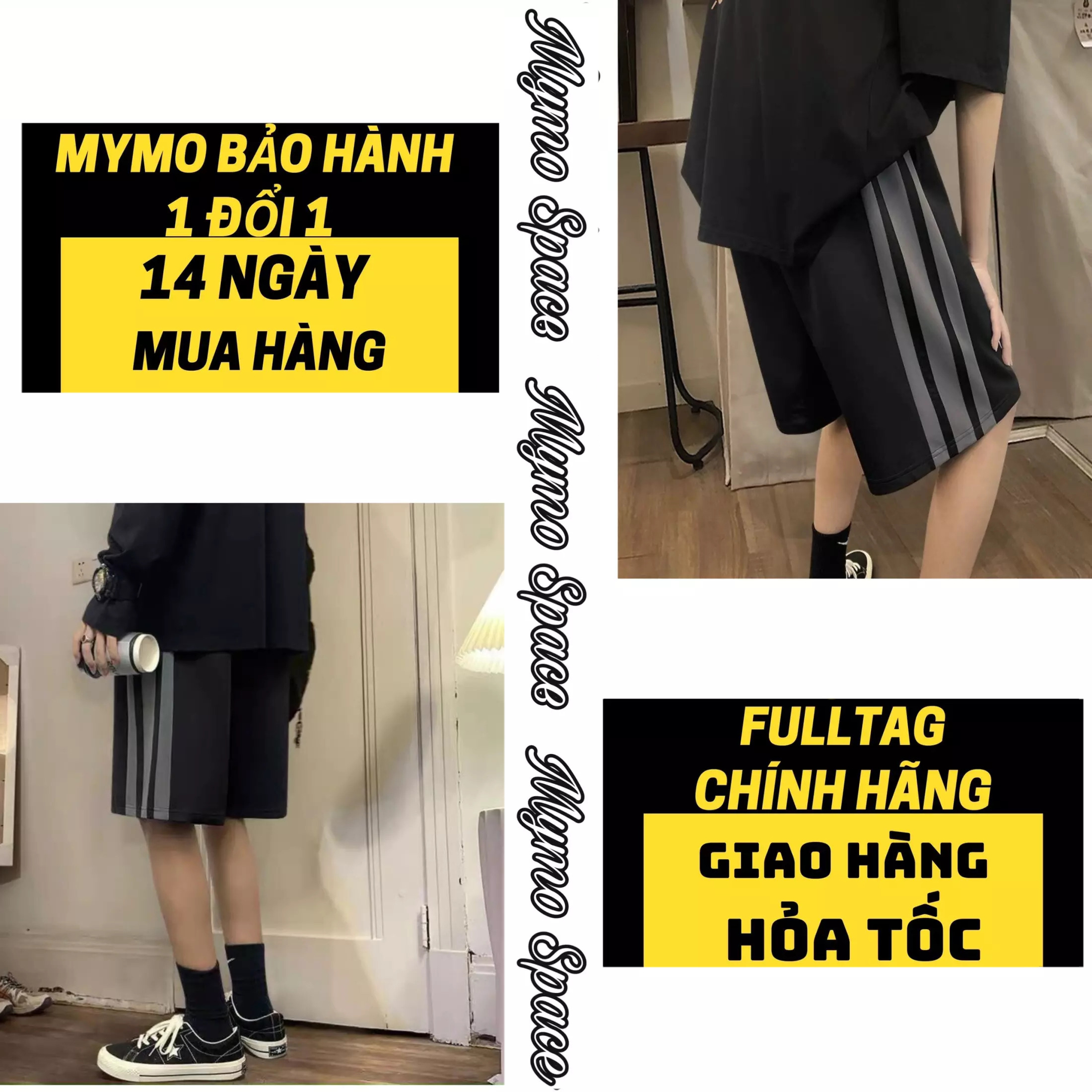 Quần short 3 sọc xanh | short thun basic | chuẩn cao cấp 1:1 local brand