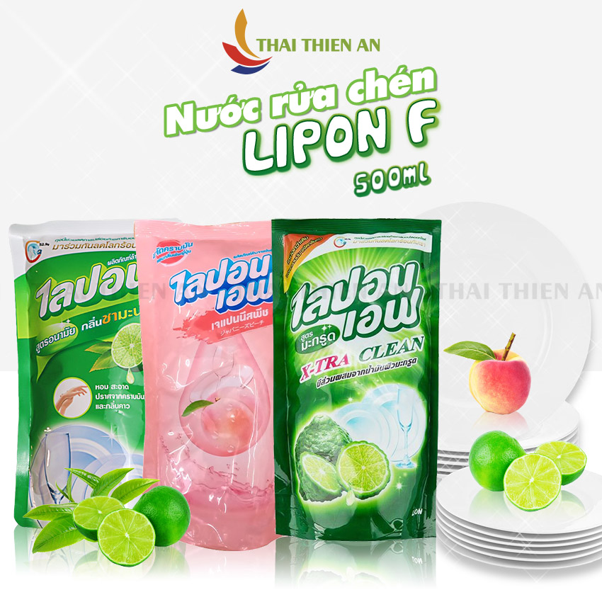 Nước rửa chén Thái Lan LIPON F khử mùi sạch khuẩn - túi 500ml - Dishwashing detergent