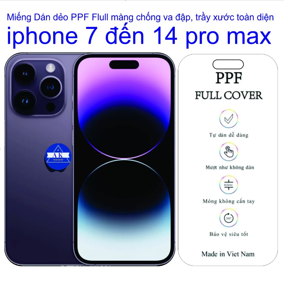 Miếng dán ppf chống vân tay cho iphone 14 pro max đến iphone 6, miếng dán màn hình cho iphone - tfl shop - phụ kiện điện thoại