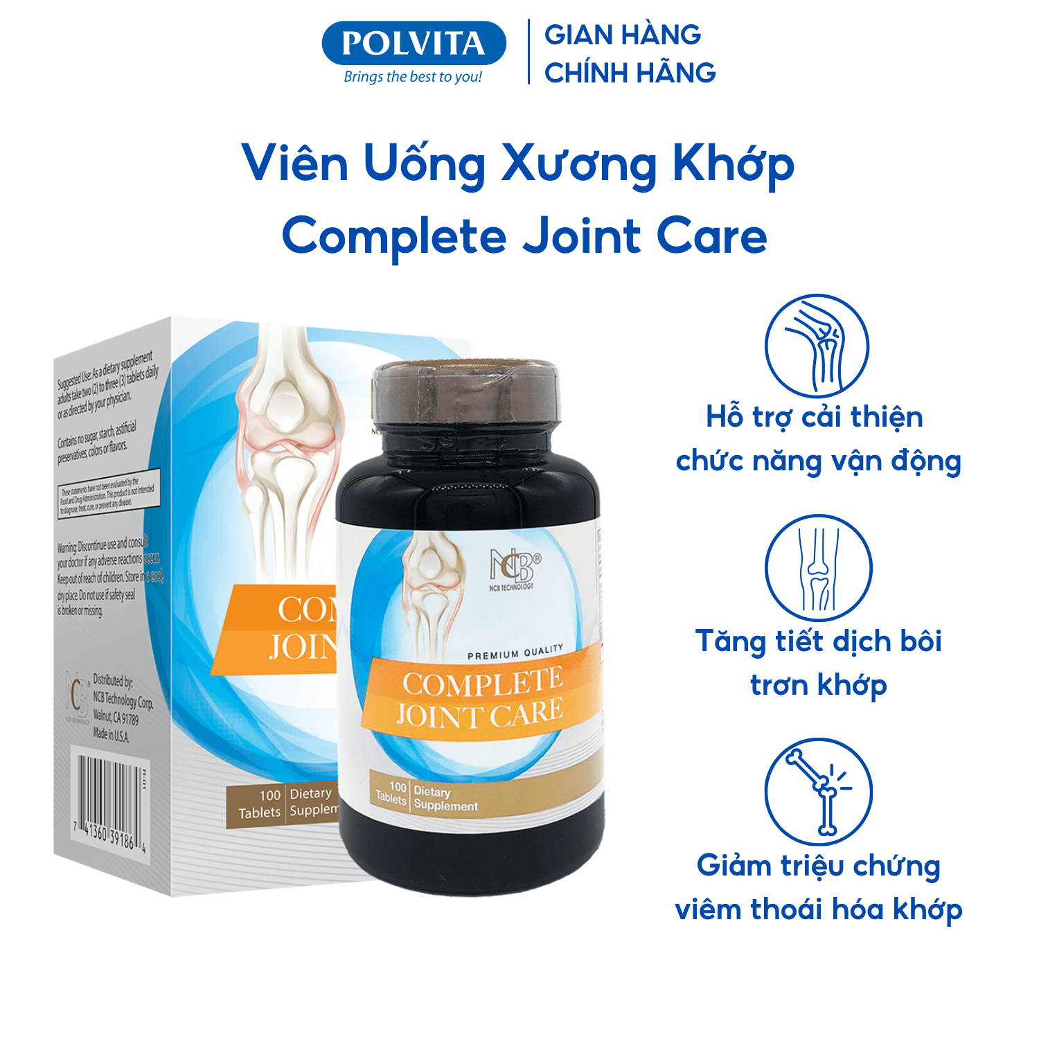 Viên uống xương khớp complete joint care, lọ 100 viên