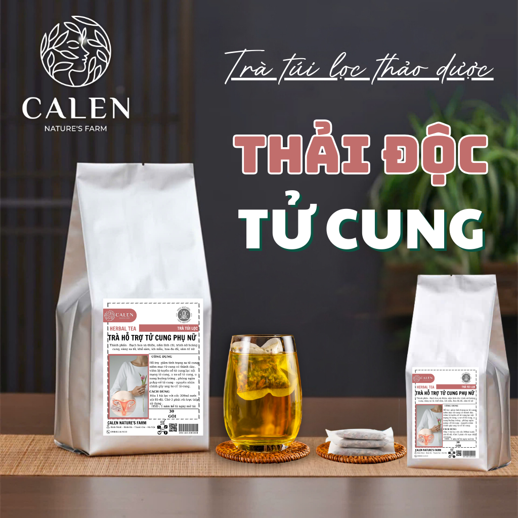 Trà ấm tử cung Calen Nature Farm chống sự dày lên của niêm mạc tử cung, hạn chế u xơ tử cung, nang tử cung bịch 30 gói lọc