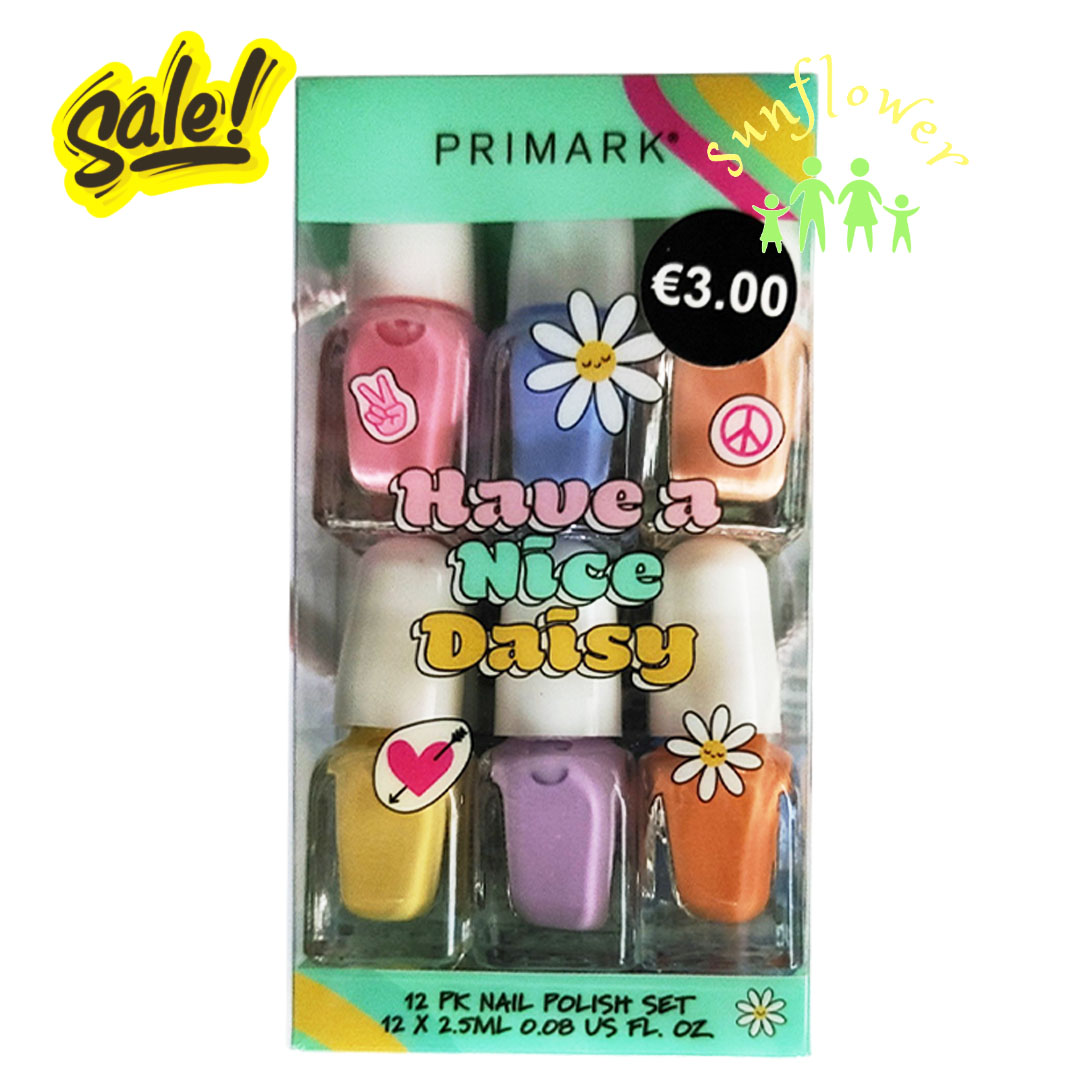 Set sơn móng tay an toàn cho bé gái Primark Little Rebel Nail Polish 12 màu pastel Pháp