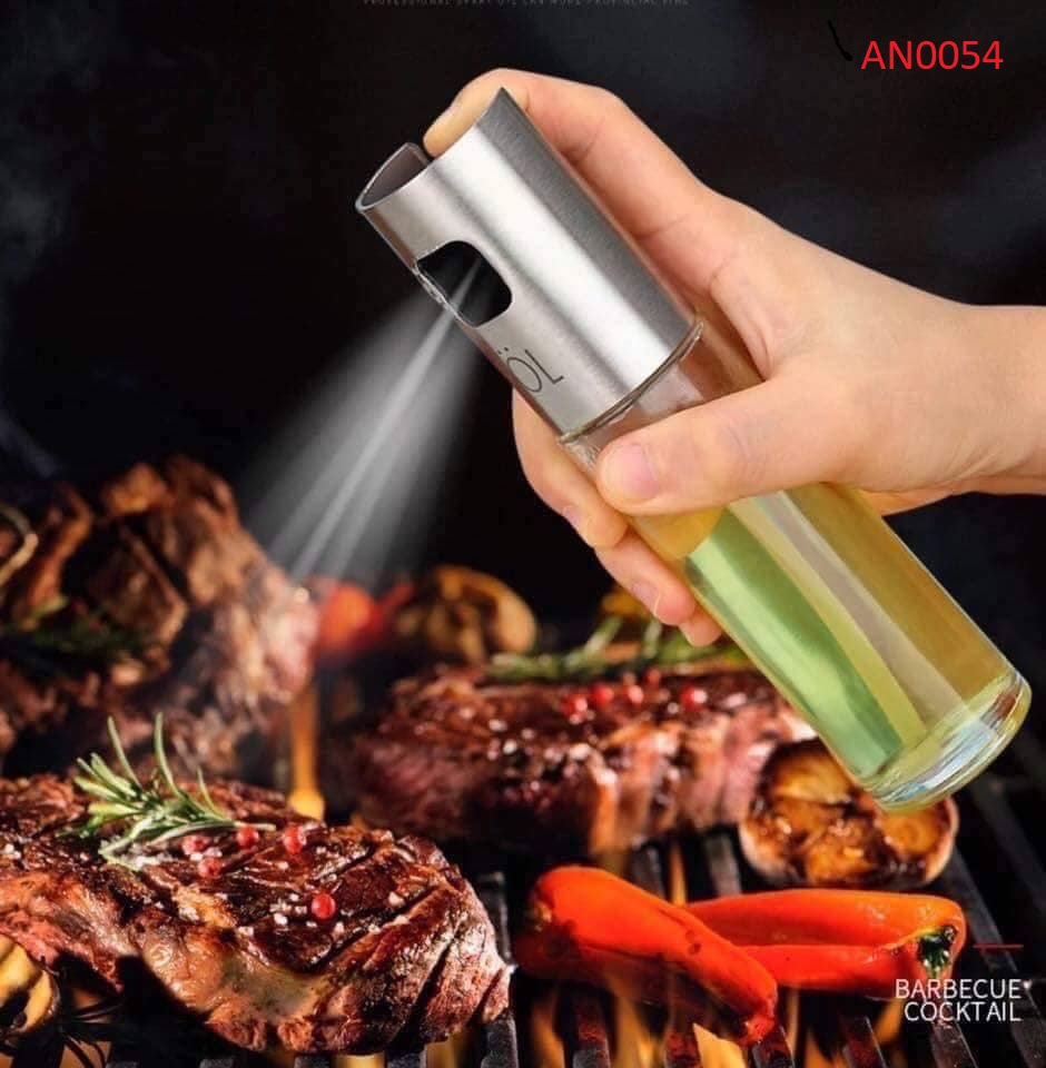 Bình xịt dầu ăn dạng chai thủy tinh - nắp inox cao cấp 100ml