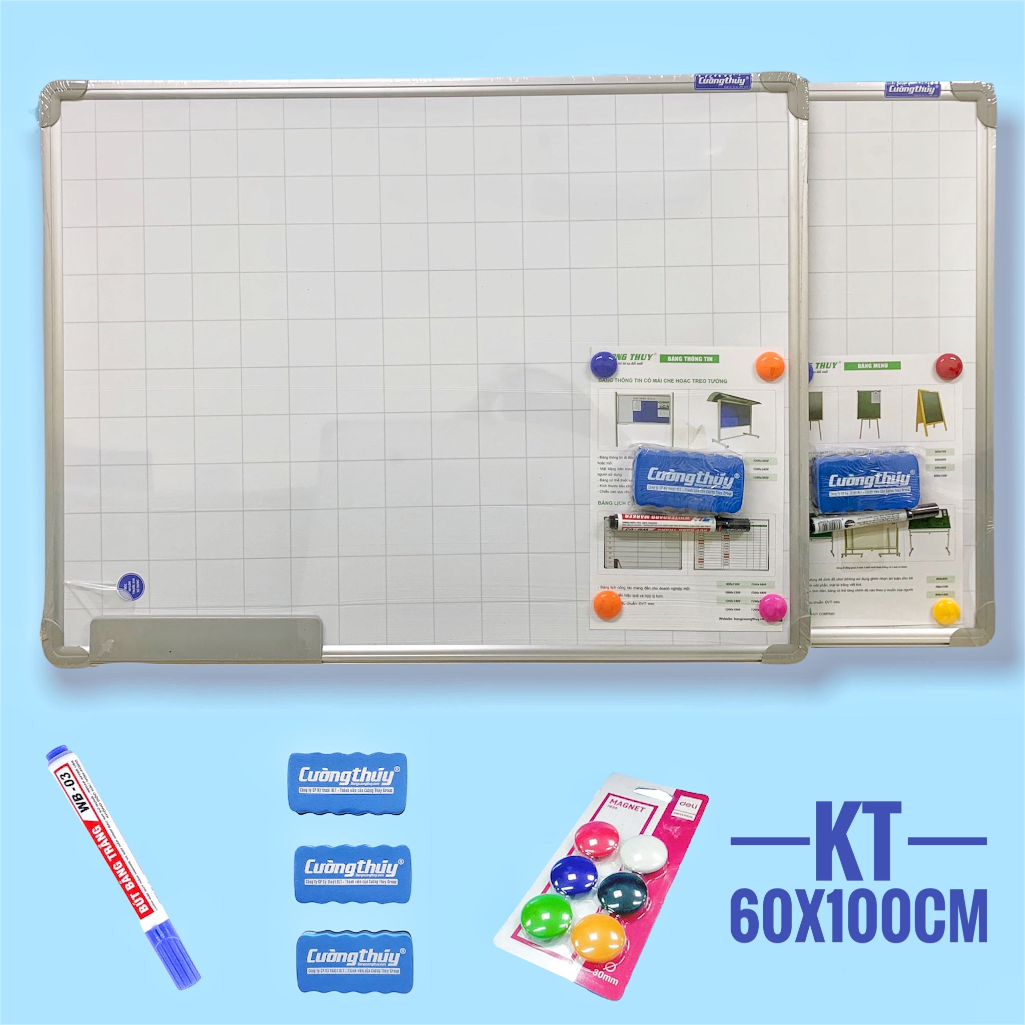 Bảng từ trắng , kt: 60x100cm dòng standard - bảng cường thúy