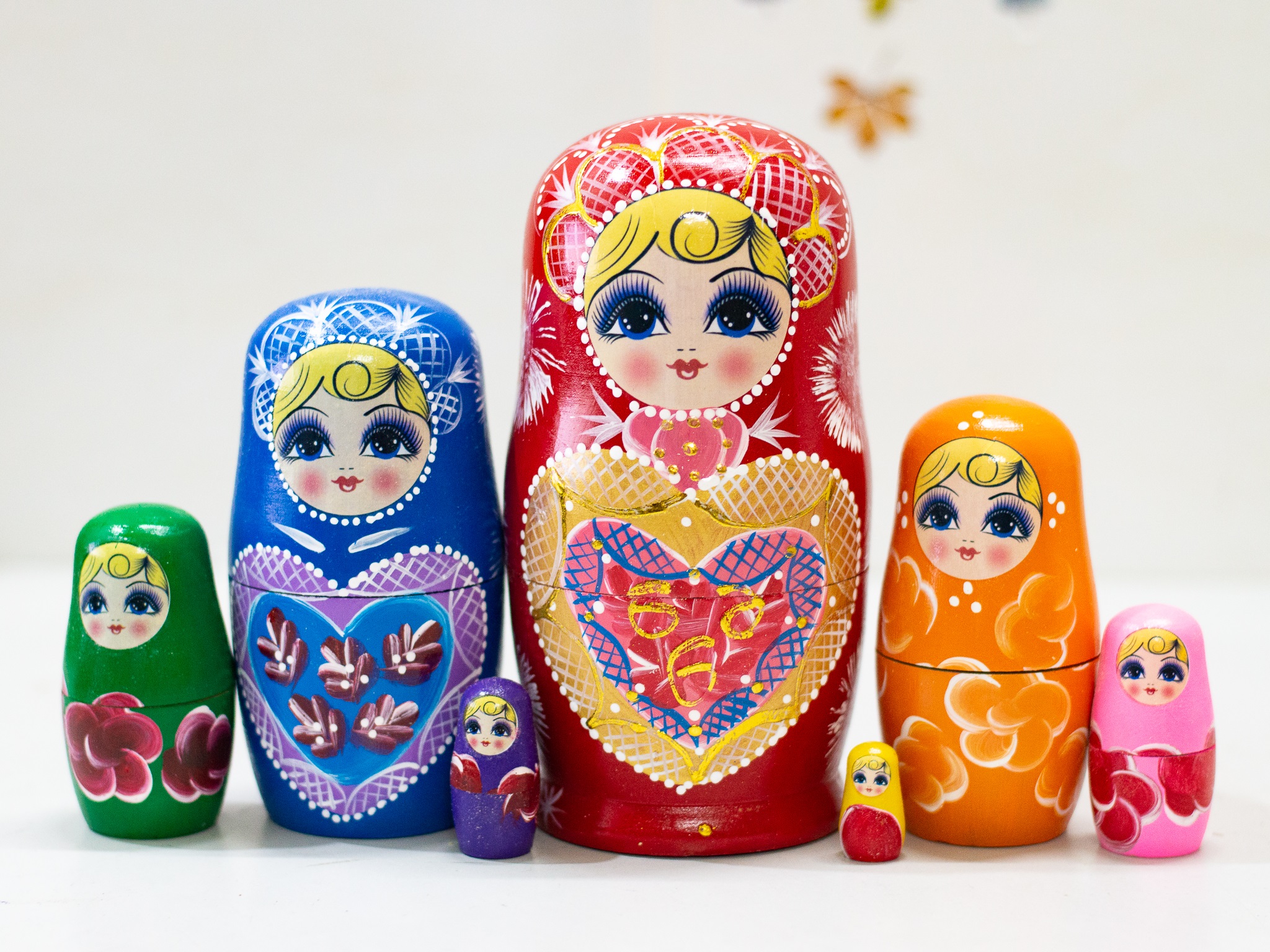 Bộ búp bê nga matryoshka 7 lớp 18cm nhiều màu rất dễ thương