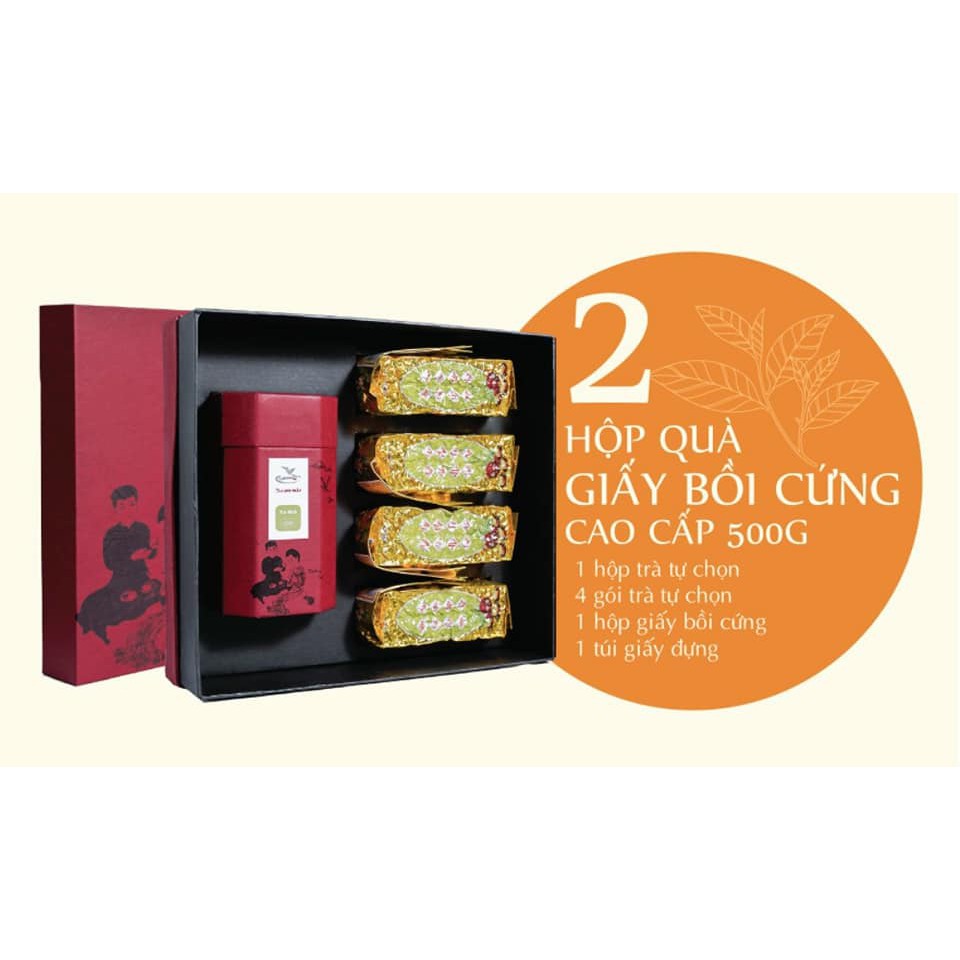 Trà cao cấp, Hộp quà tặng giấy cứng 500g Trà Nõn Tôm Tân Cương Thái Nguyên