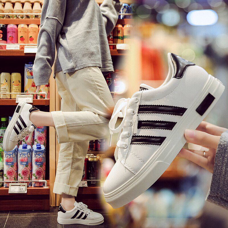 Giày thể thao nam nữ 3 sọc đen trắng