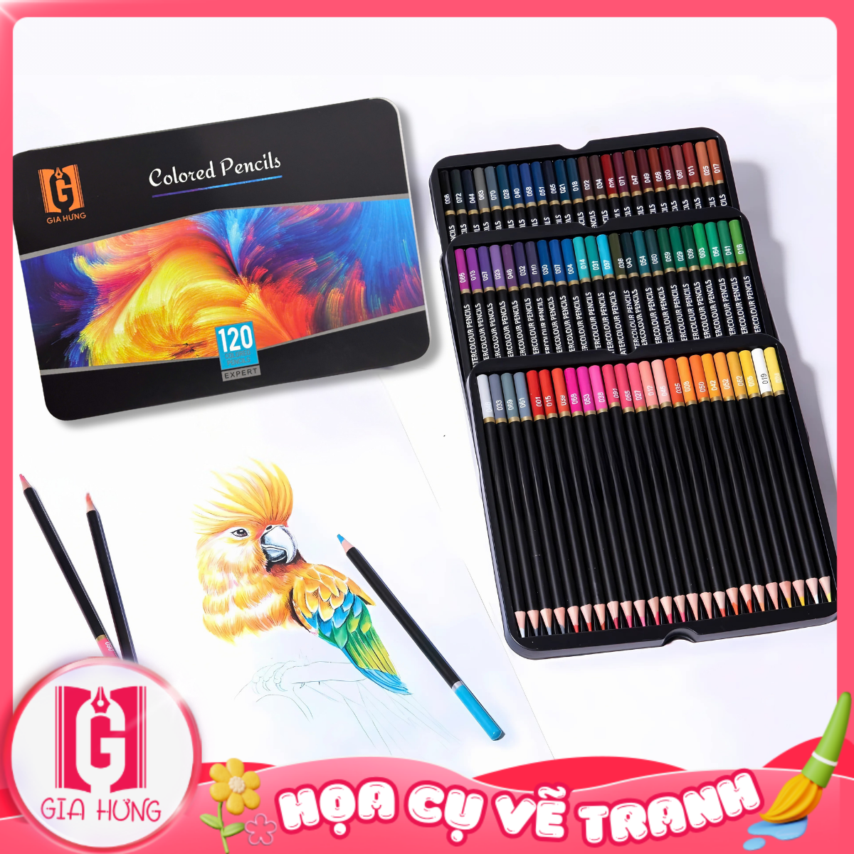 Bộ Bút Chì Màu Ohuhu Sáp 72 Màu Sắc Tươi Sáng, Chì Không Dễ Gãy - Chì Màu Thích Hợp Học Sinh, Sinh Viên, Chuyên Nghiệp
