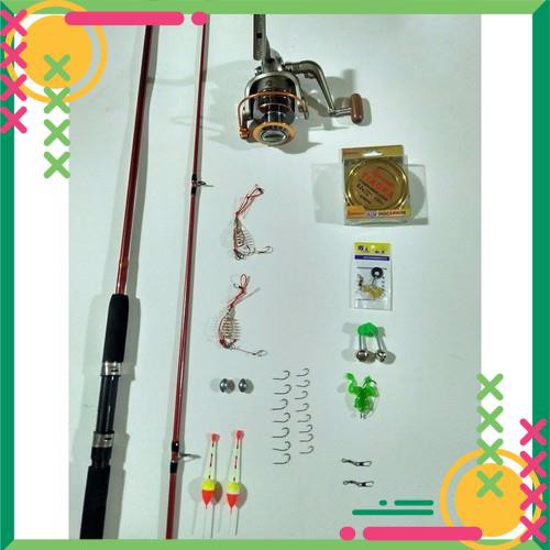Bộ cần câu 2 khúc 2m7, máy yumoshi lc 7000 kèm trọn bộ phụ kiện