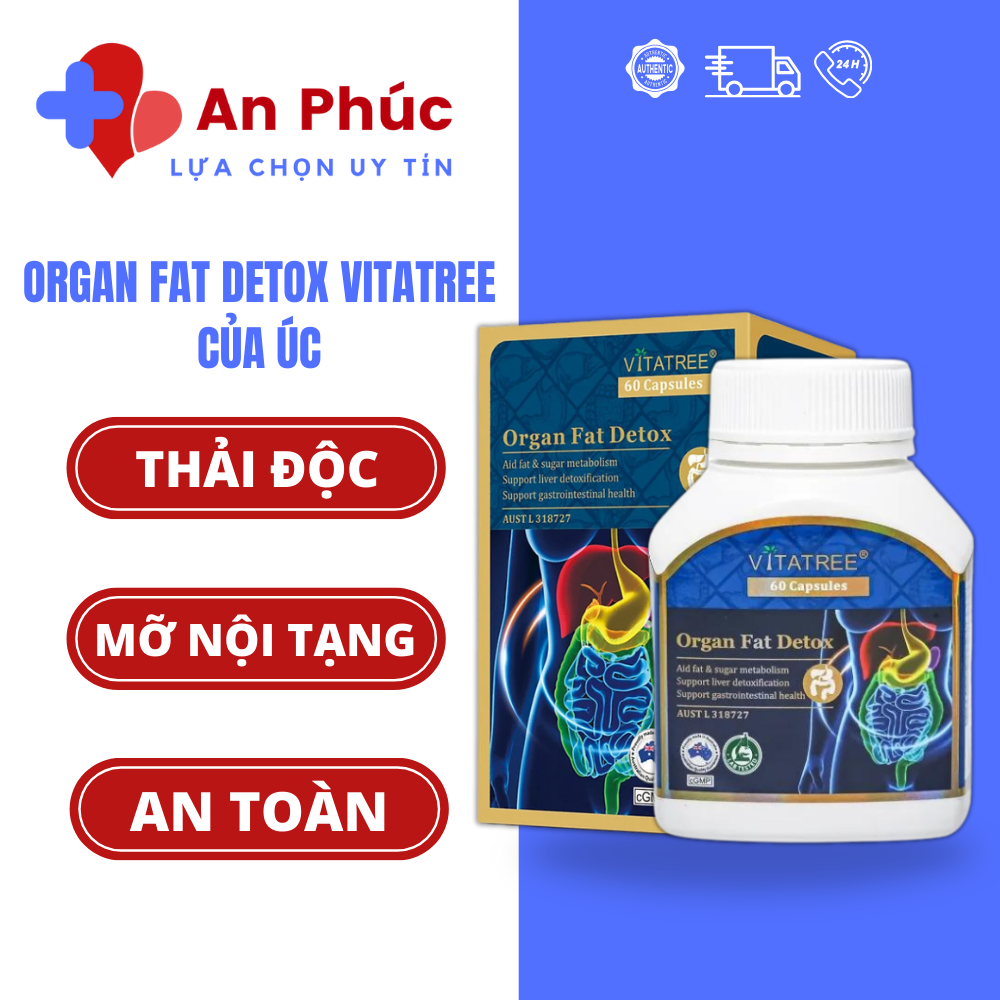 Viên uống thải độc mỡ nội tạng Vitatree của Úc, Thải độc mỡ nội tạng Organ Fat Detox 60 viên