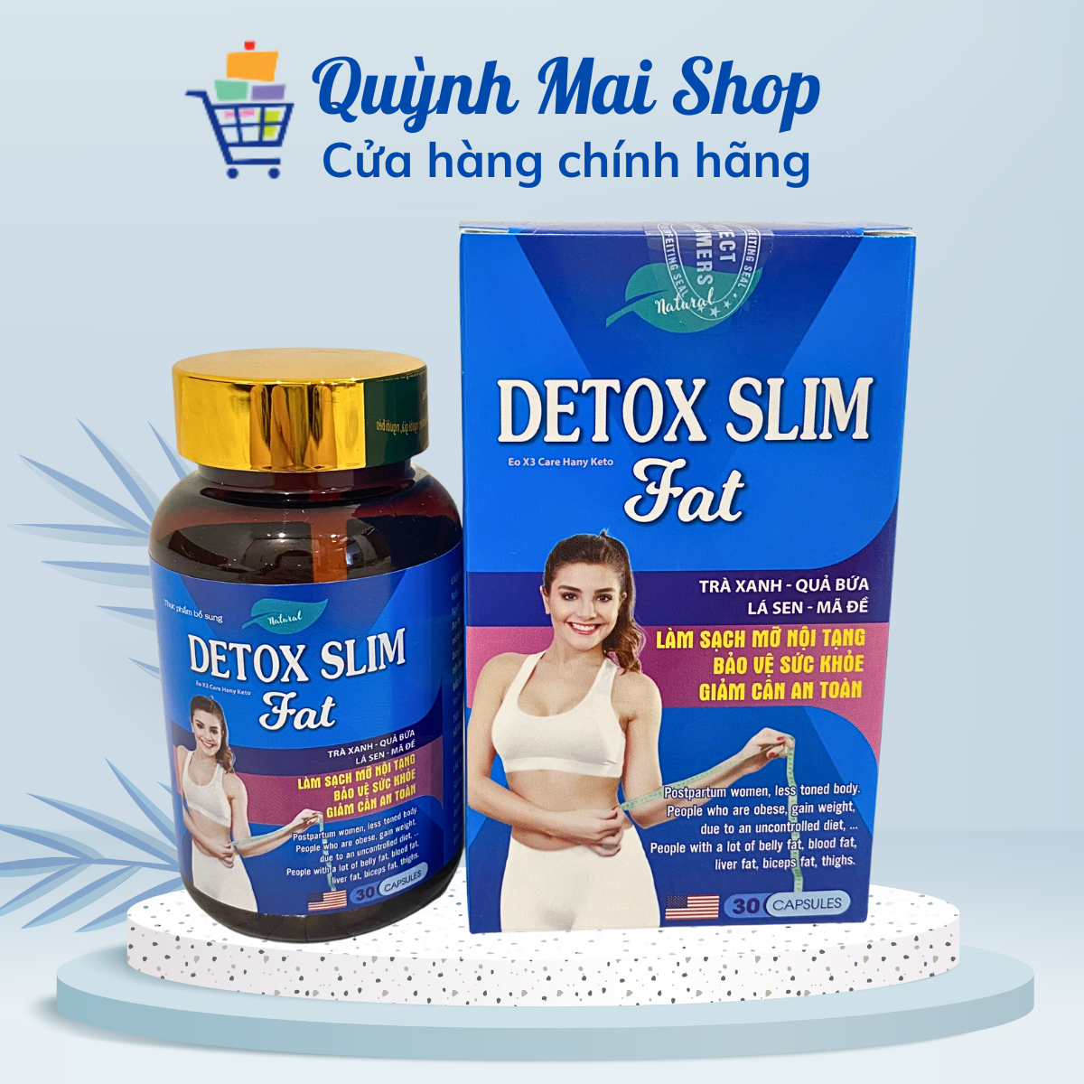 Viên uống giảm cân Detox Slim Eo X3 Care Hany Keto Fat hỗ trợ chuyển hóa chất béo, làm sạch mỡ nội tạng, thành phần thảo dược an toàn và hiệu quả - Hộp 30 viên - Quỳnh Mai Shop Beauty