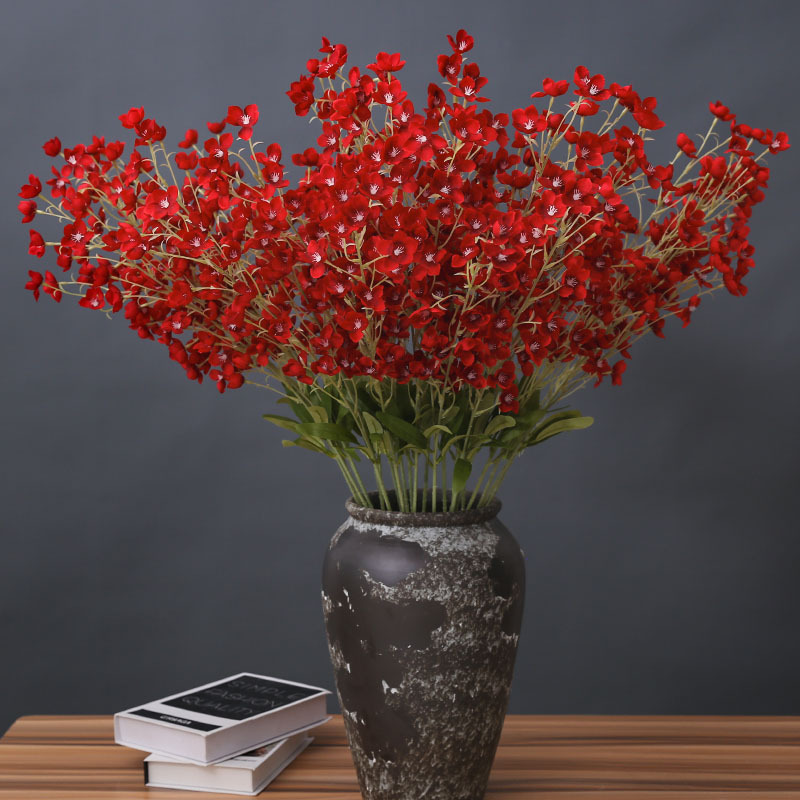 Hoa giả, hoa trang trí, hoa lụa - Lily đỏ cherry 95cm cao cấp, sang trọng