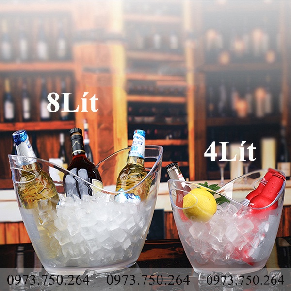 Xô ướp đá rượu vang trong 8 lít màu Trong suốt