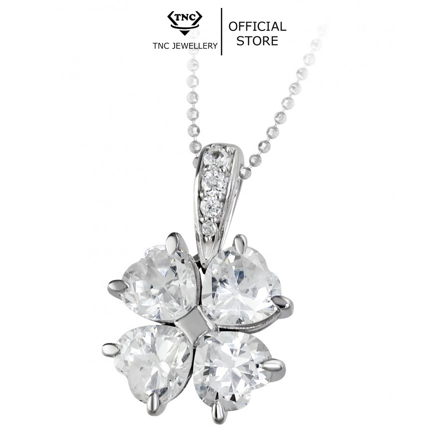 Vòng Cổ Bạc, Dây Chuyền Bạc Cỏ Bốn Lá Cánh Trái Tim May Mắn Cho Nữ TNC JEWELLERY