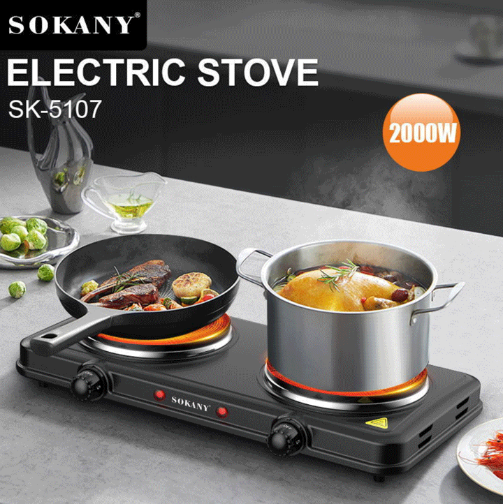 Bếp điện đôi cao cấp sokany 2000w không kén nồi, bếp điện đơn 1000w chính hãng
