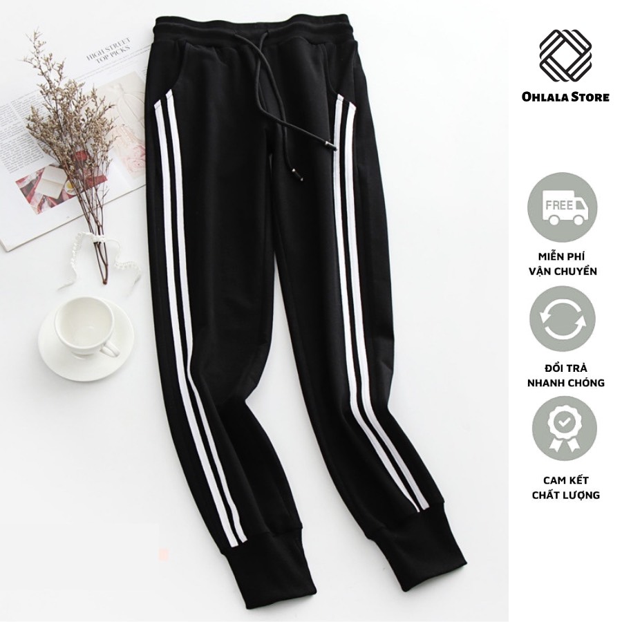 Quần jogger nữ 2 kẻ sọc - quần thể thao nữ phối sọc - quần tập gym - mã QNdaca
