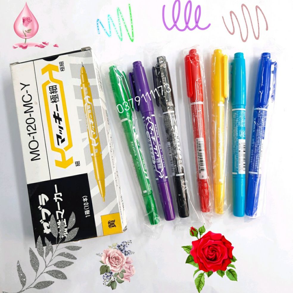 Bút dạ kính zebra nhật bản-Bút lông dầu 2 đầu zebra chính hãng