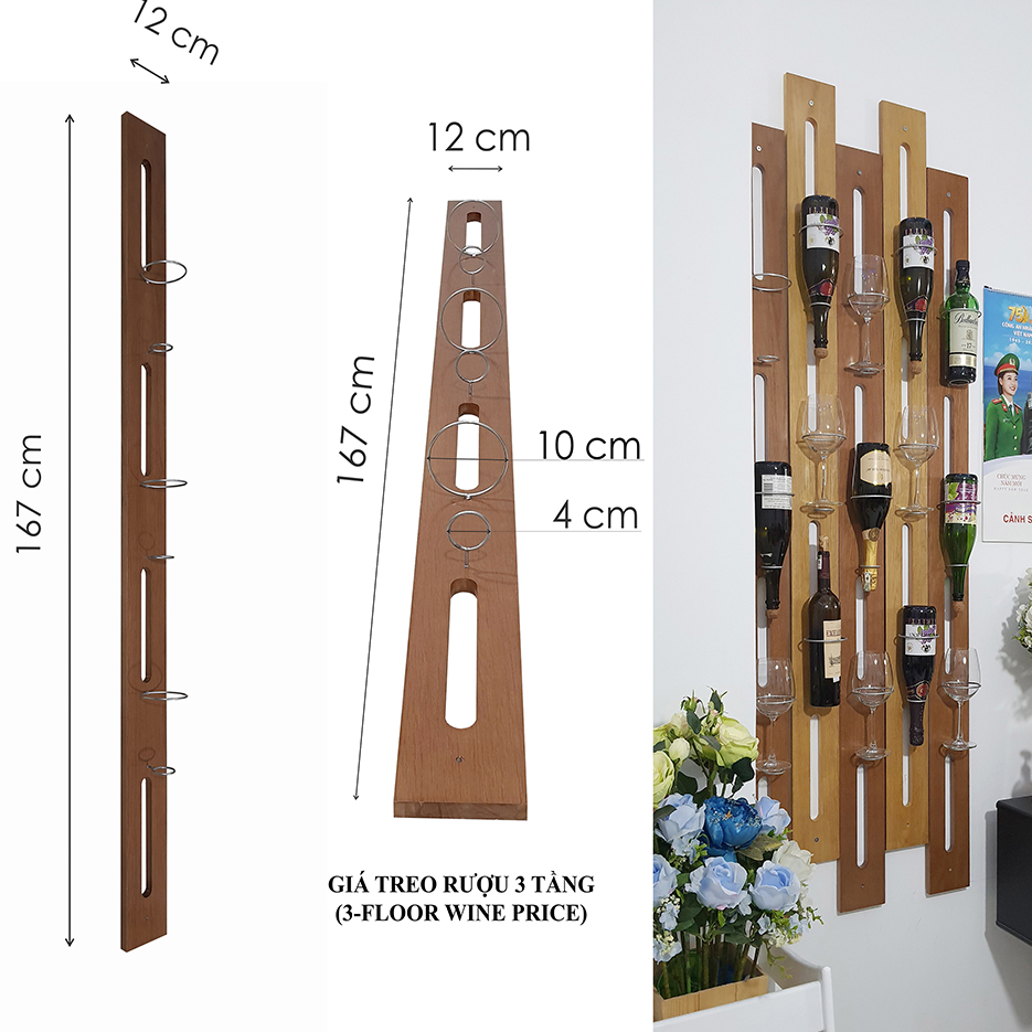 [HCM]Giá gỗ treo rượu / Giá trưng bày rượu / NHAQA