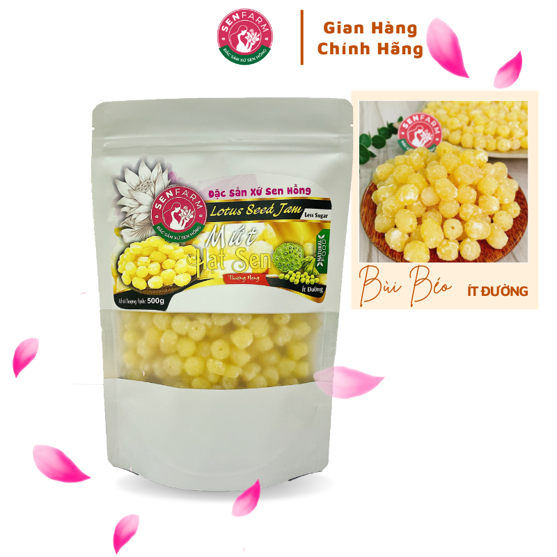 Mứt hạt sen ít đường loại 1 Senfarm bịch 500g