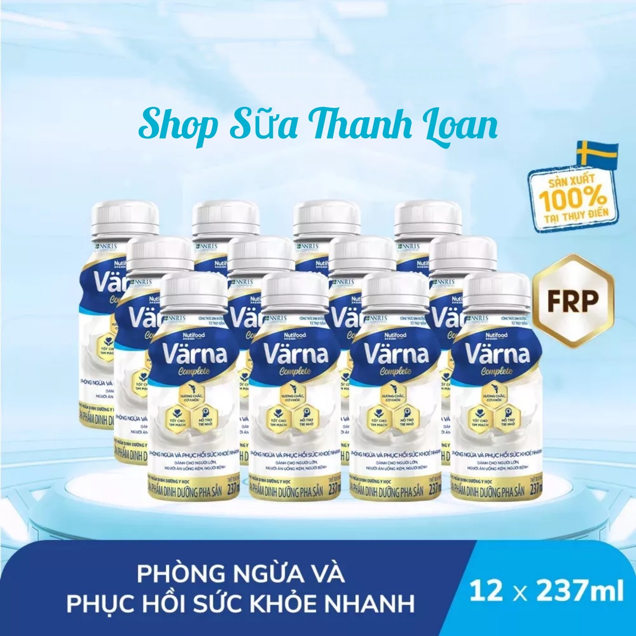 (Expiration Date August 2027) Combo 2 Packs of 12 Bottles of Nutifood Varna Complete Ready-To-Drink Milk 237ml.