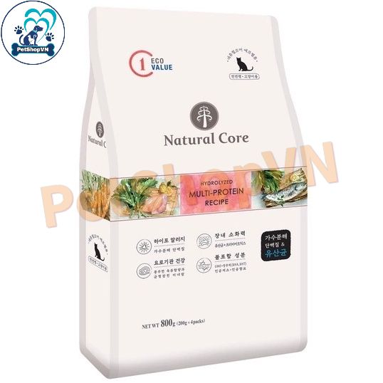 Thức ăn cho mèo hạt natural core eco c1 đa đạm túi 800g vị thịt gà, cá hồi & rau củ quả