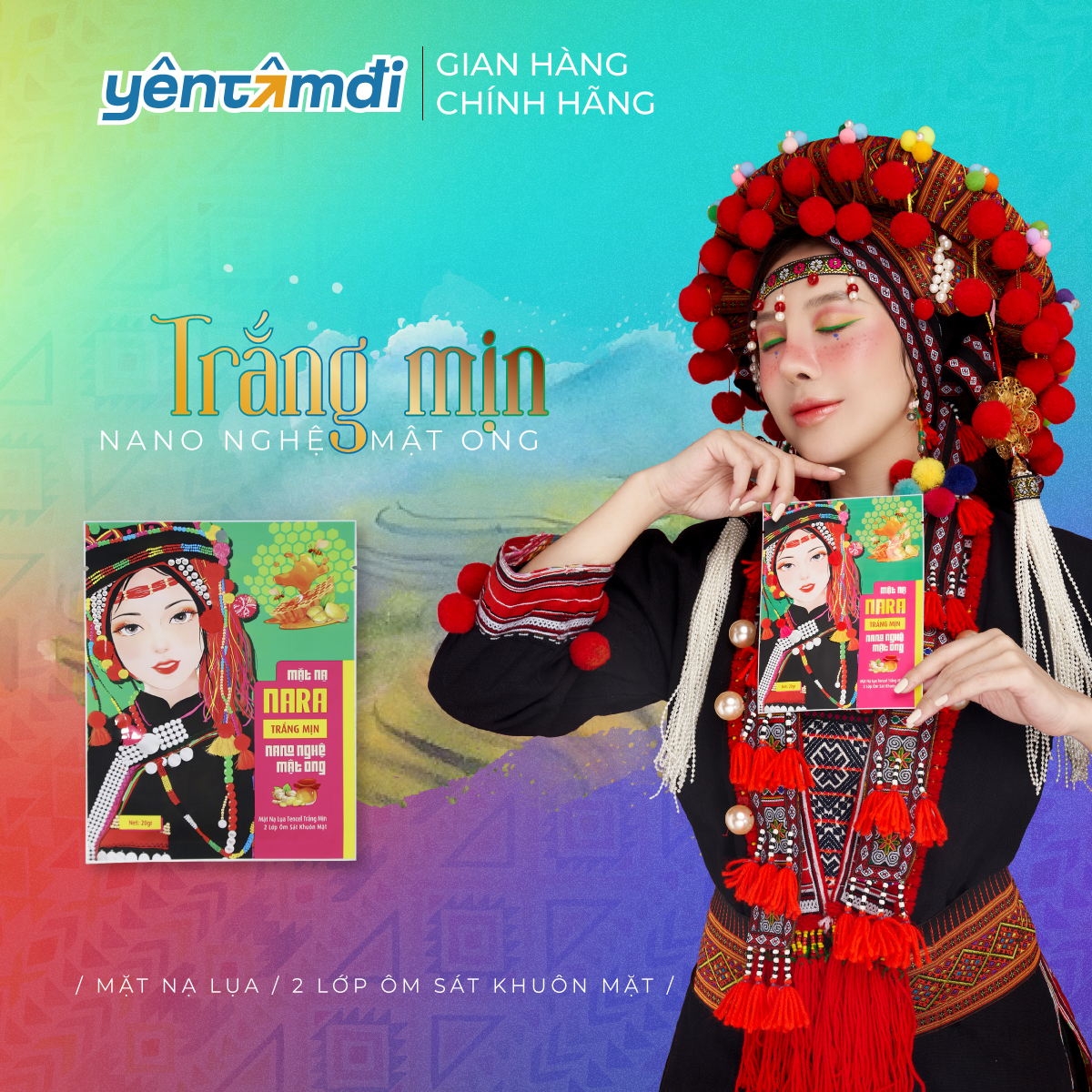 Mặt nạ nara trắng mịn chiết xuất nano - nghệ mật ong