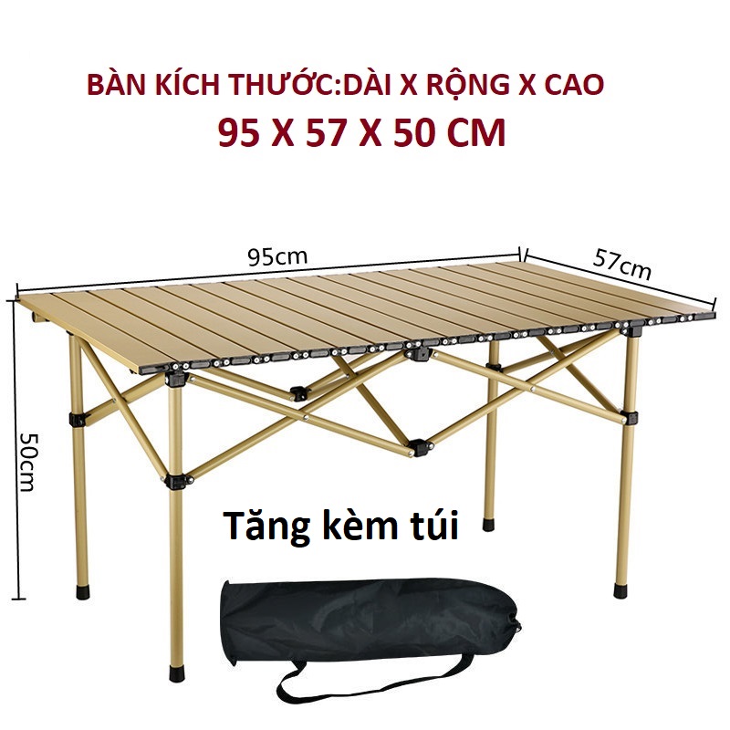 Bàn nhôm gấp gọn phượt cắm trại picnic du lịch dã ngoại câu cá