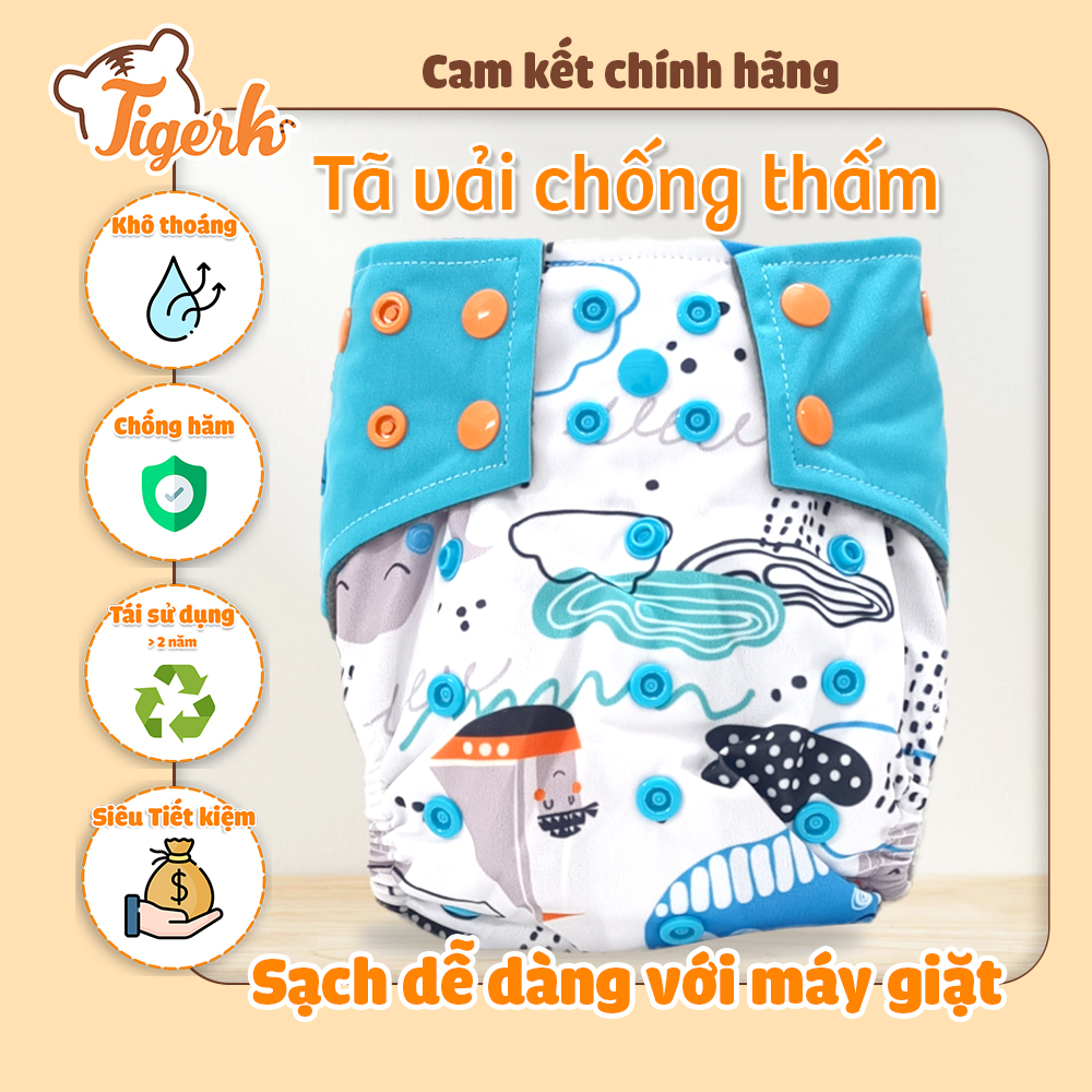 Bỉm Tã vải Happy Flute Than tre kháng khuẩn 2 rãnh chống tràn dành cho bé từ 3 - 15kg - 6