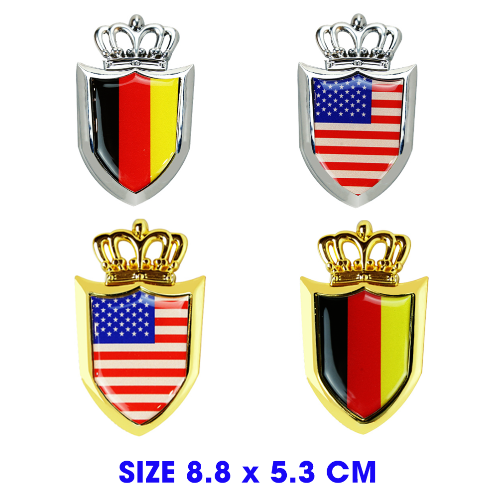 Tem dán xe máy - ô tô  lá cờ logo VN - MỸ -ĐỨC  chất liệu bằng kim loại nhôm độc đáo bền đẹp