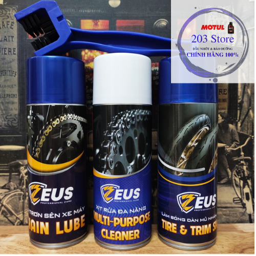 chai xịt bảo dưỡng sên zeus, vệ sinh sên xe máy zeus, làm bóng dàn nhựa nhám vỏ xe zeus
