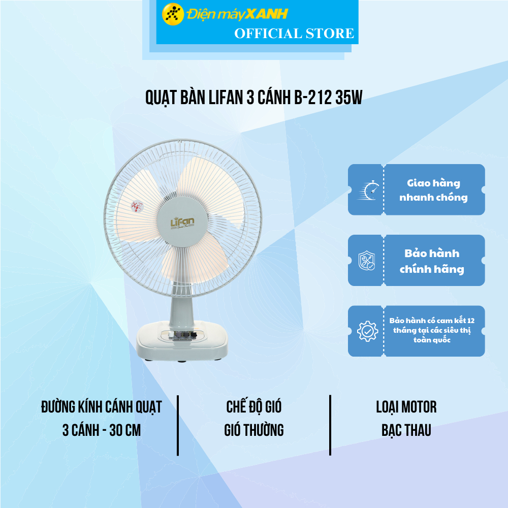Quạt bàn Lifan B-212 xám