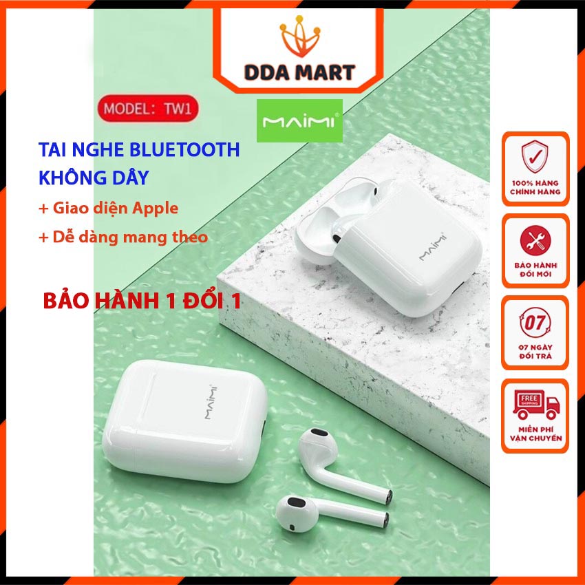 ⭐Tai nghe Bluetooth TW1 cao cấp, tai nghe không dây MAIMI, Cảm ứng chạm, Định vị,tai nghe âm thanh chuẩn. Hàng chính hãng bảo hành 1 đổi 1 - DDA MART