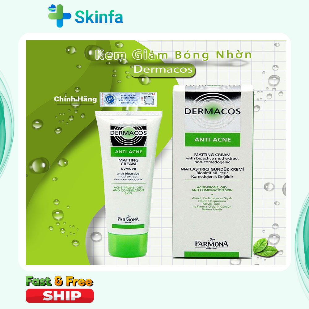 Kem Dưỡng Dermacos Cho Da Dầu Giảm Bóng Nhờn Ngừa Mụn Farmona Dermacos Anti Acne Matting Cream 50ml