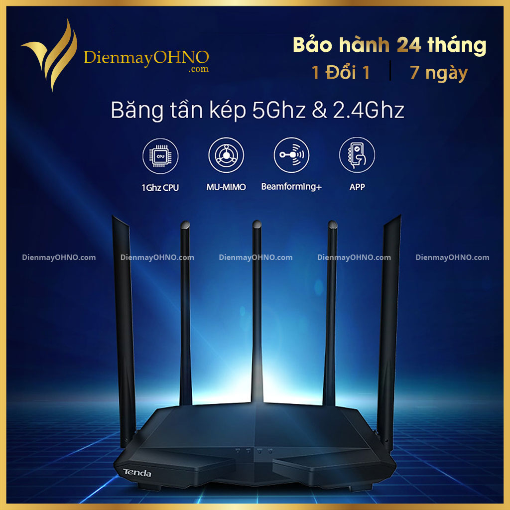 Bộ phát wifi tenda ac7 chính hãng thiết bị bộ cục modem router phát sóng wifi 2 băng tầng 2.4ghz 5ghz - điện máy ohno