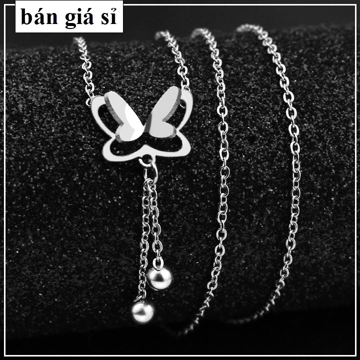 [HCM]Dây chuyền inox nữ bán chạy giá hủy diệt tại Việt Nam - Con Bướm rớt 2 viên Bi cách điệu