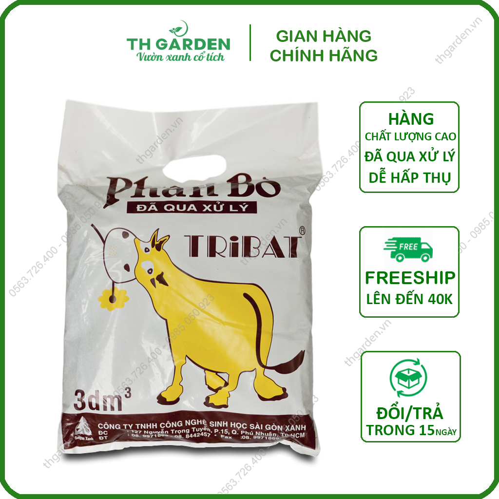 Phân bò tribat 10dm3 - phân bò khô đã qua xử lý tiêu diệt mầm gây hại bằng nấm đối kháng trichoderma - phân bò ủ đã hoai mục