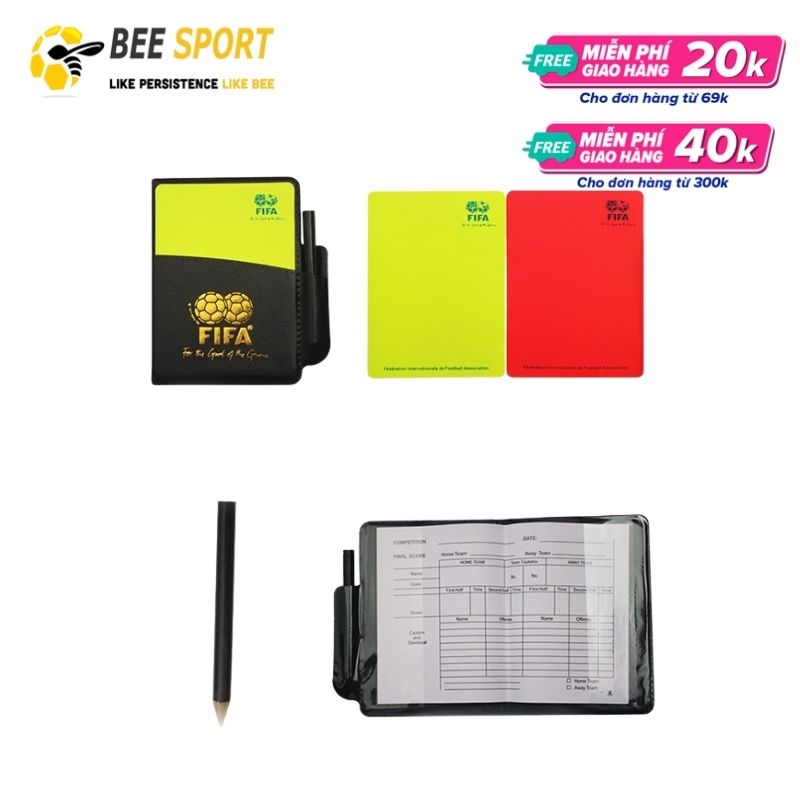 Thẻ vàng thẻ đỏ trọng tài bóng đá có kèm sổ - Bộ thẻ trọng tài bóng đá