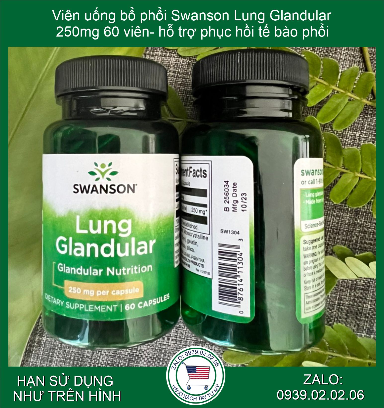 Viên uống bổ phổi Lung Glandular Swanson 60 viên