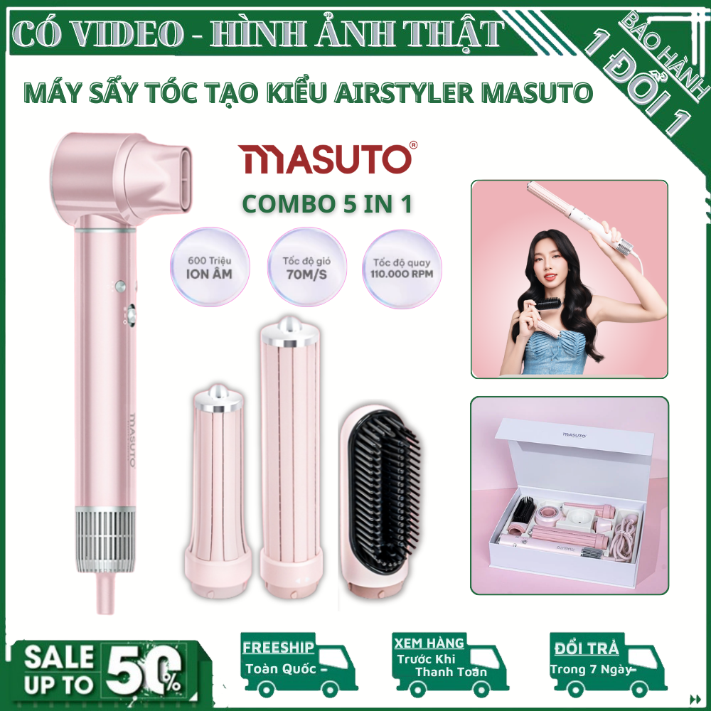  Máy Sấy Tóc Tạo Kiểu Masuto AirStyler 5in1 Nhiều Chế Độ Linh Hoạt Giúp Tóc Phồng Và Mượt,Công Nghê Ion Âm Giảm Hư Tổn 