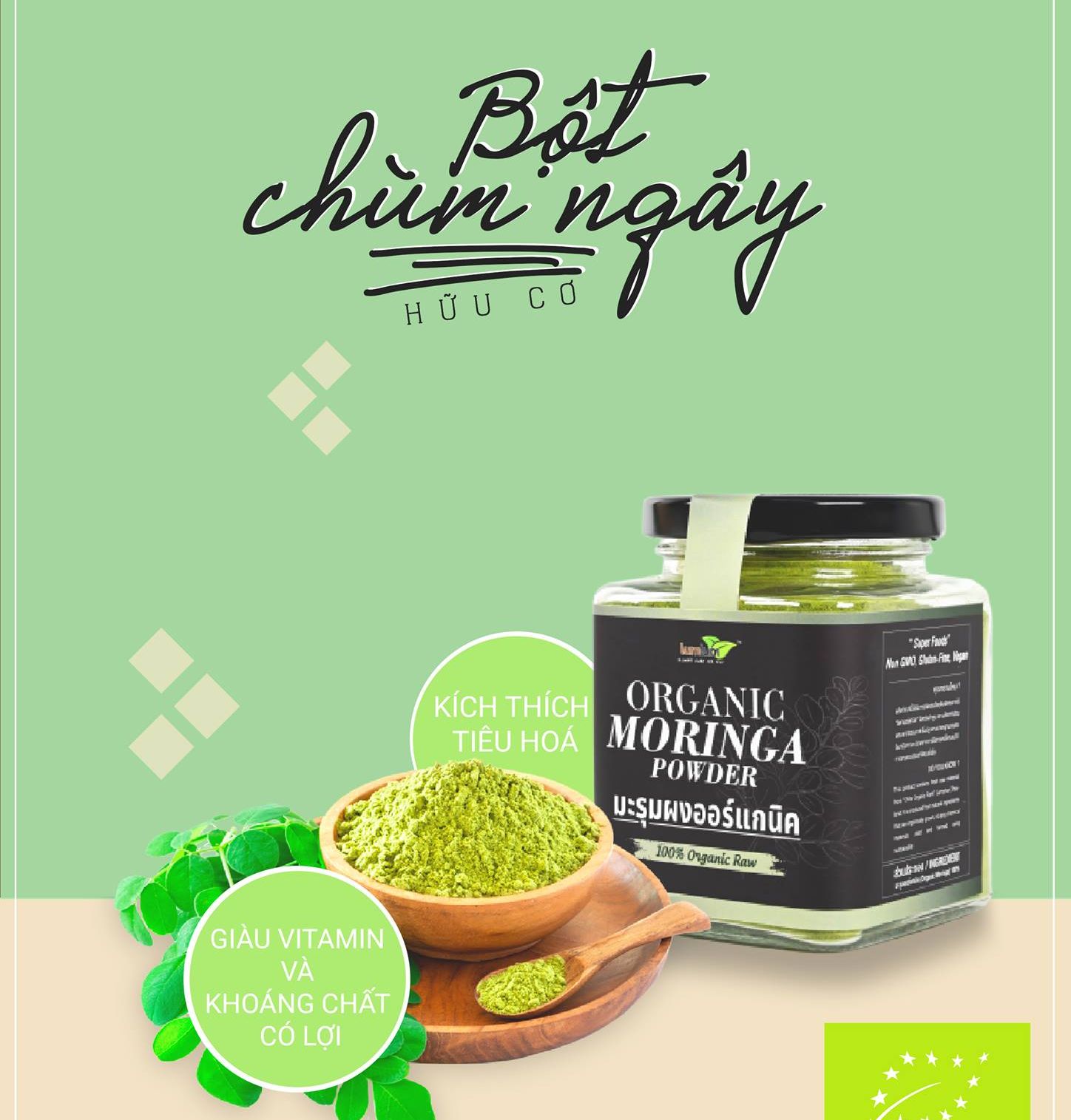 Bột chùm ngây hữu cơ 150g Lumlum Organic Moringa Powder