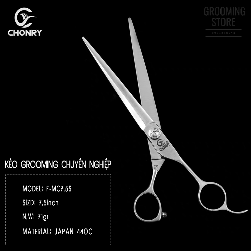 (CHONRY F-MC7.5S/ 440C/ 7.5INCH) - Kéo cắt tỉa thú cưng chuyên nghiệp